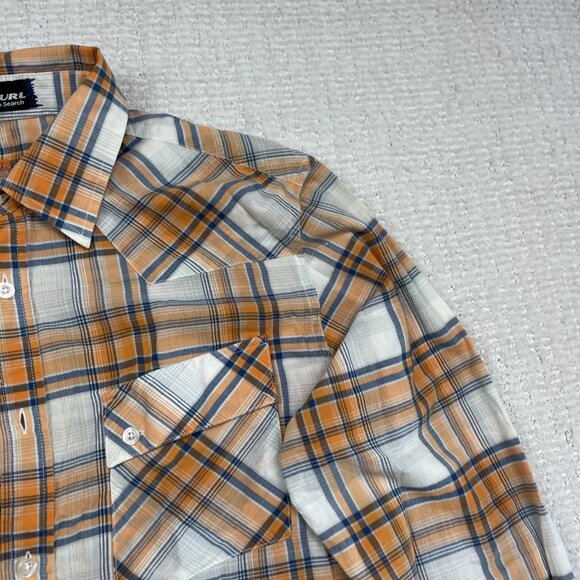 Rip Curl The Search Plaid Orange/Blue Button Up Mens Large Surf Beach Skate READ - Picture 4 of 16